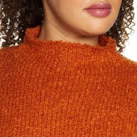 BP. Funnel Neck Bouclé Sweater Rust Brown Size XL New - Picture 3 of 12